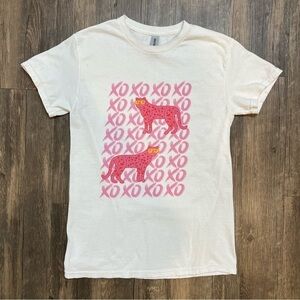 Women’s Short Sleeves Xoxo Tee Shirt White Pink Size S